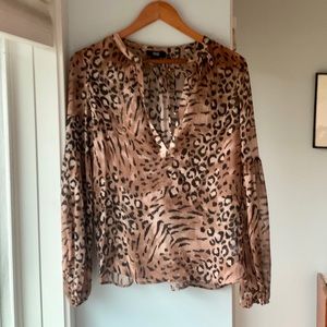 Leopard Print Sheer Blouse
